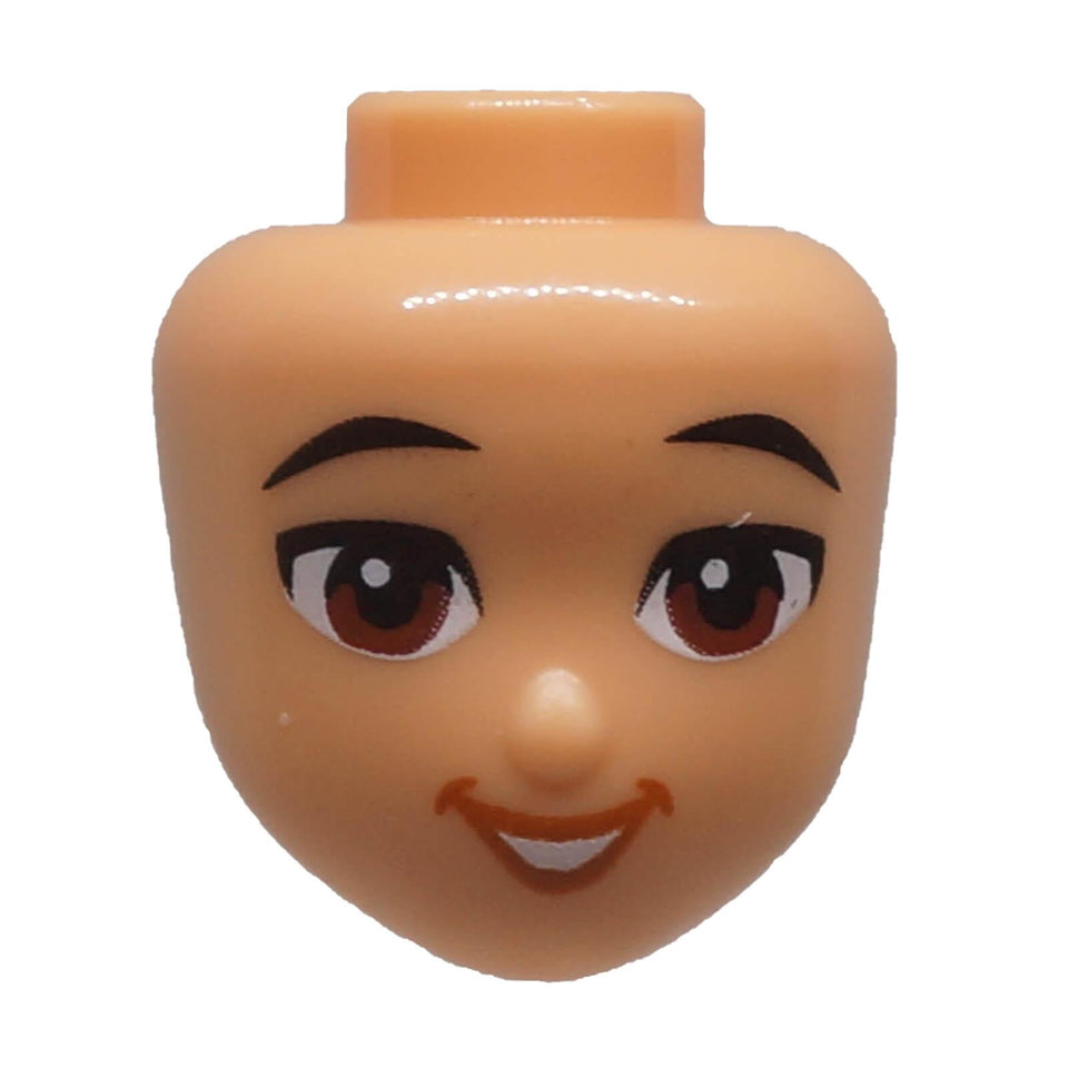 LEGO® 101094 Friends mini-doll head with reddish brown eyes, black eyebrows and smiling mouth front view