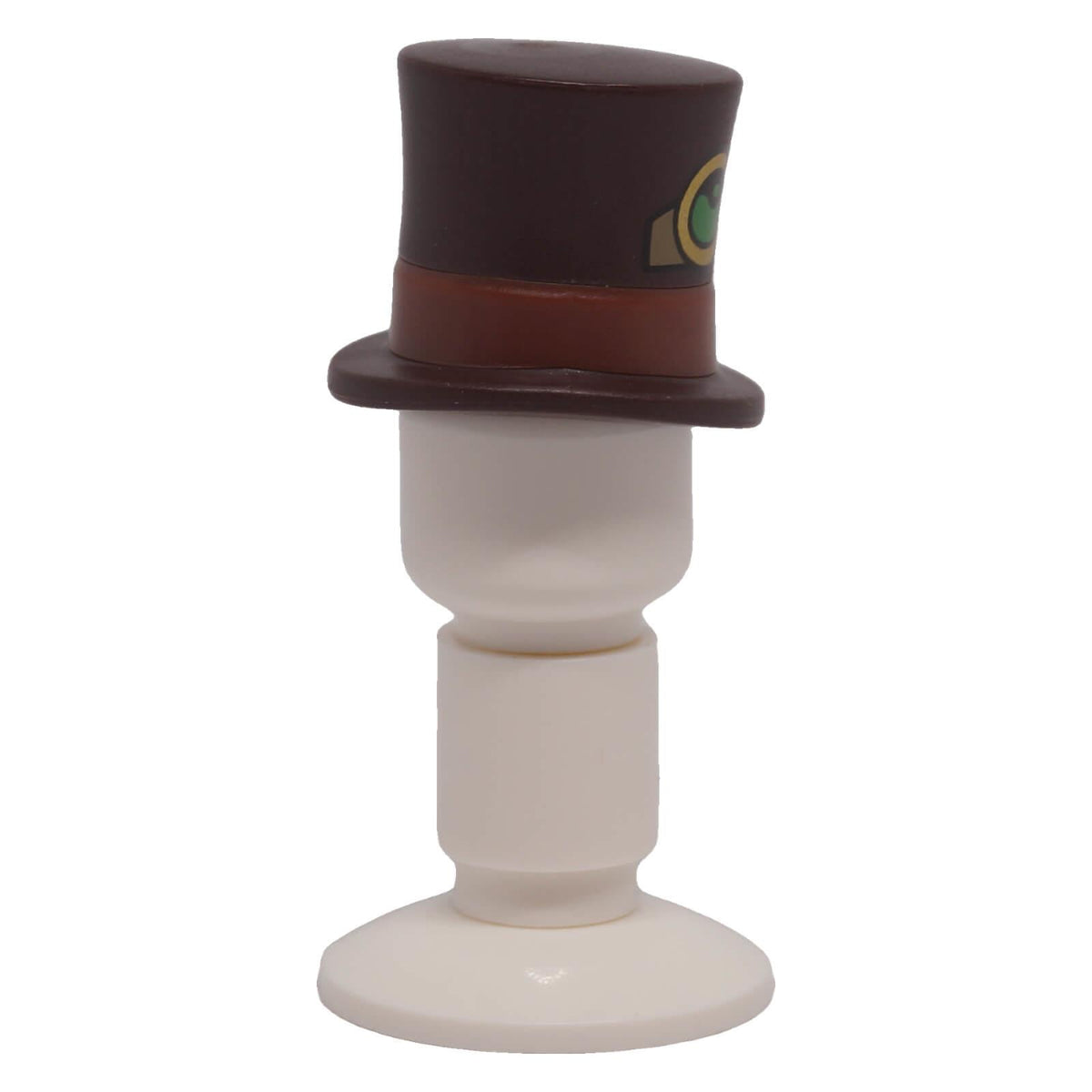 LEGO® 101777pb03 large top hat with reddish brown band and printed goggles side view