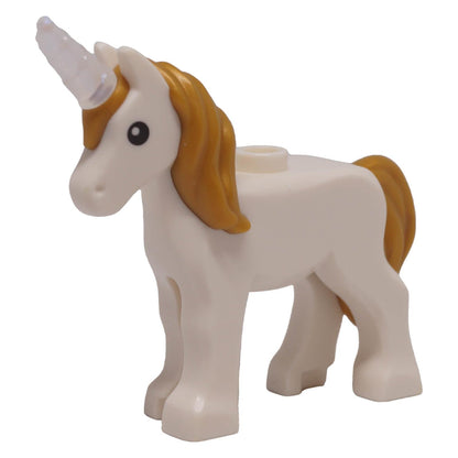 LEGO® 112958pb03 white foal with pearl gold mane and tail front left view