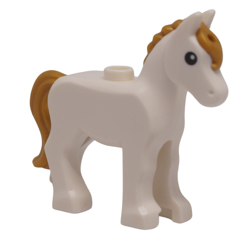 LEGO® 112958pb03 white foal with pearl gold mane and tail left side view