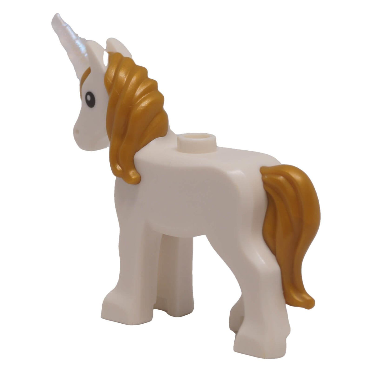 LEGO® 112958pb03 white foal with pearl gold mane and tail left rear view