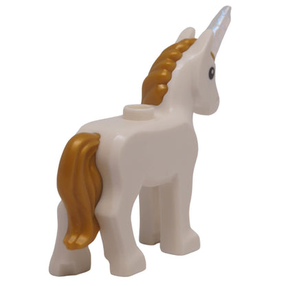 LEGO® 112958pb03 white foal with pearl gold mane and tail rear right view