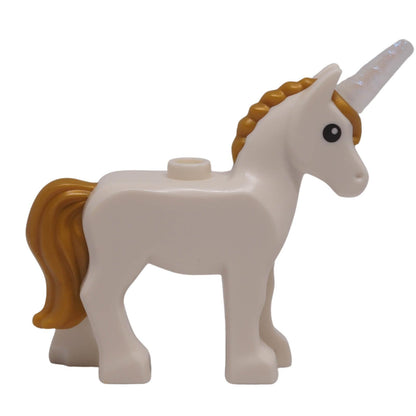 LEGO® 112958pb03 white foal with pearl gold mane and tail right side view