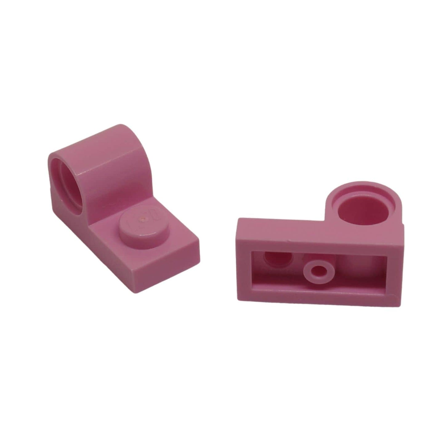 Plate Modified 1 x 2 with Pin Hole on Top in bright pink – LEGO® part 11458, connector plate used for Technic pin attachments
