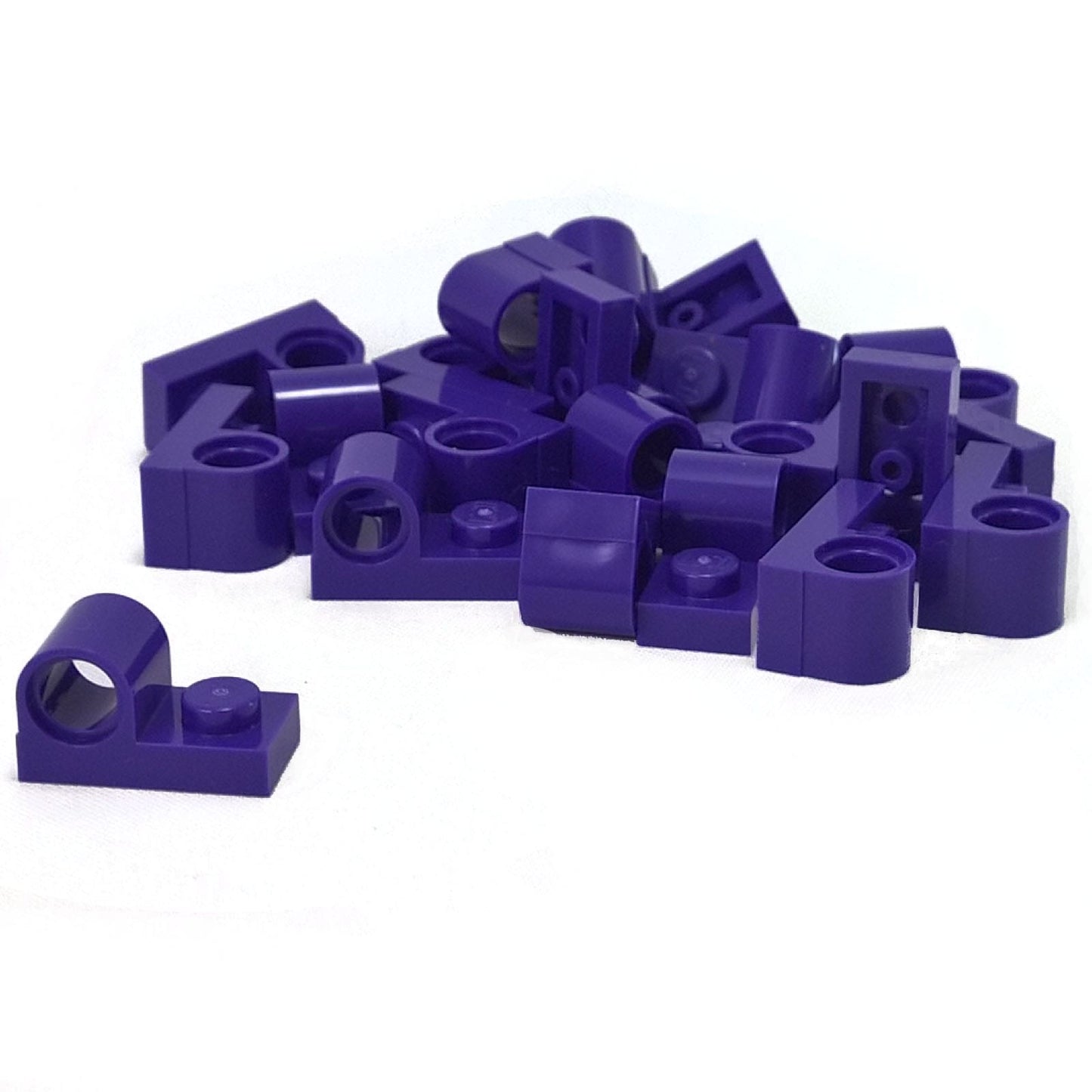 Plate Modified 1 x 2 with Pin Hole on Top in dark purple – LEGO® part 11458, connector plate used for Technic pin attachments
