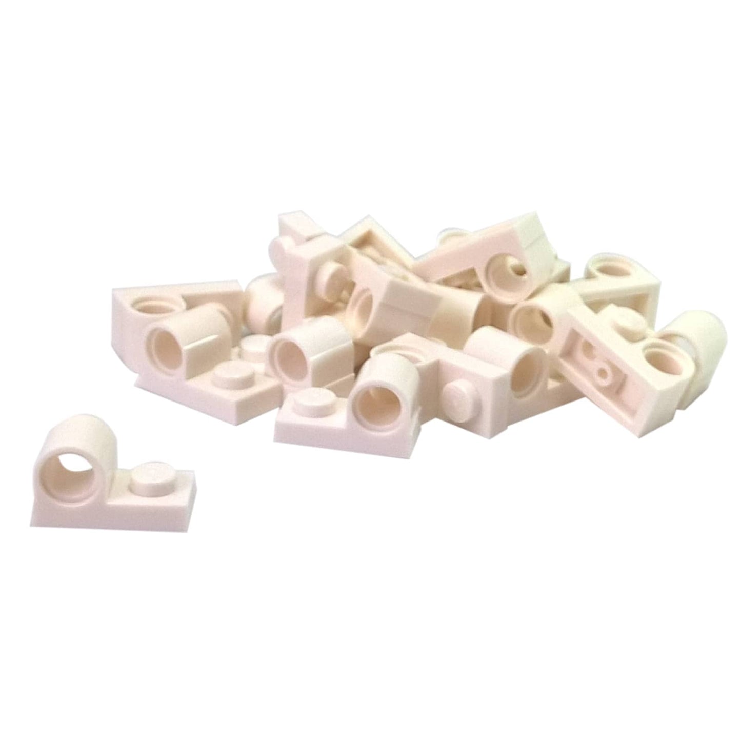 Plate Modified 1 x 2 with Pin Hole on Top in white – LEGO® part 11458, connector plate used for Technic pin attachments
