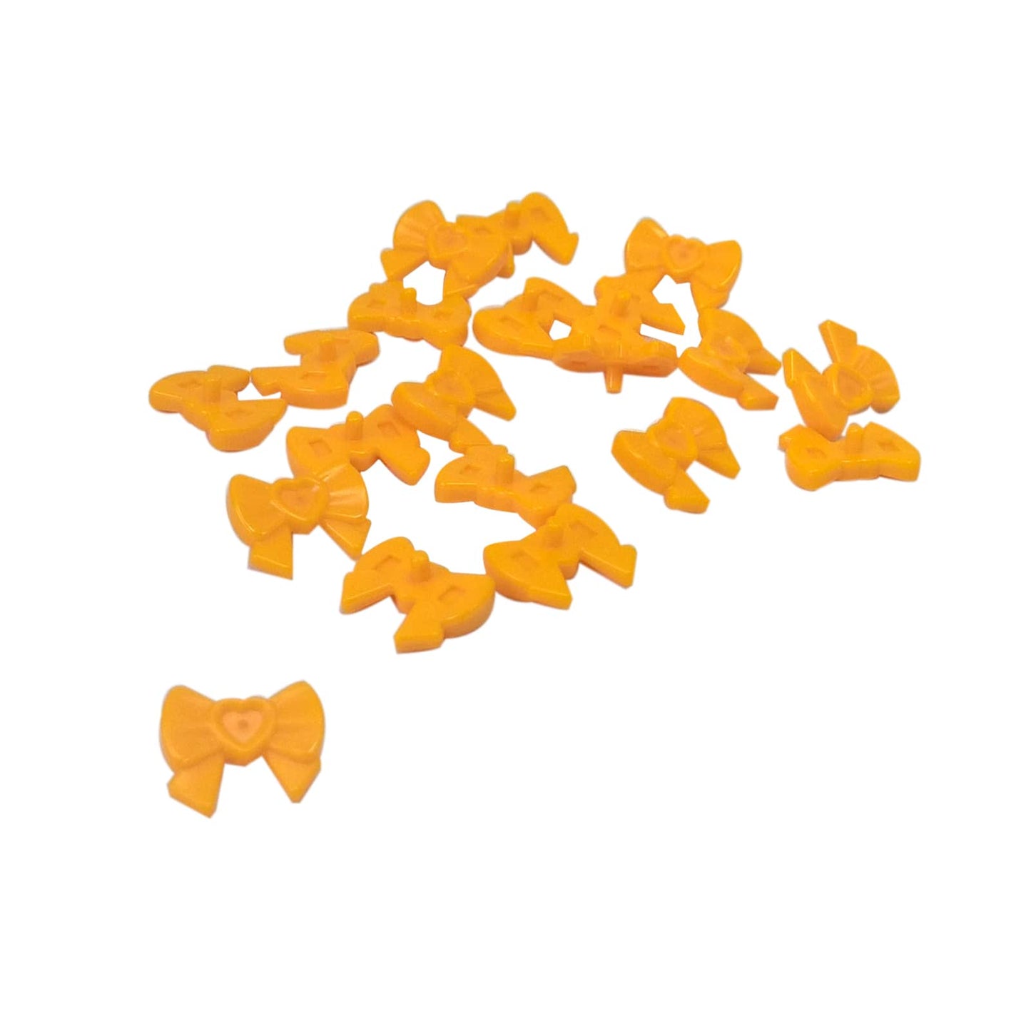 Friends Hair Decoration Bow with Heart, Long Ribbon, and Small Pin in bright light orange – LEGO® part 11698, decorative accessory for mini-doll hairstyles
