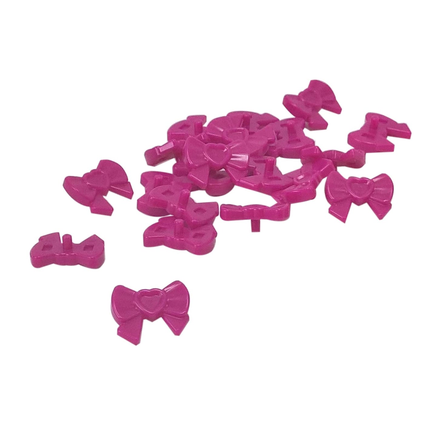 Friends Hair Decoration Bow with Heart, Long Ribbon, and Small Pin in magenta – LEGO® part 11698, decorative accessory for mini-doll hairstyles
