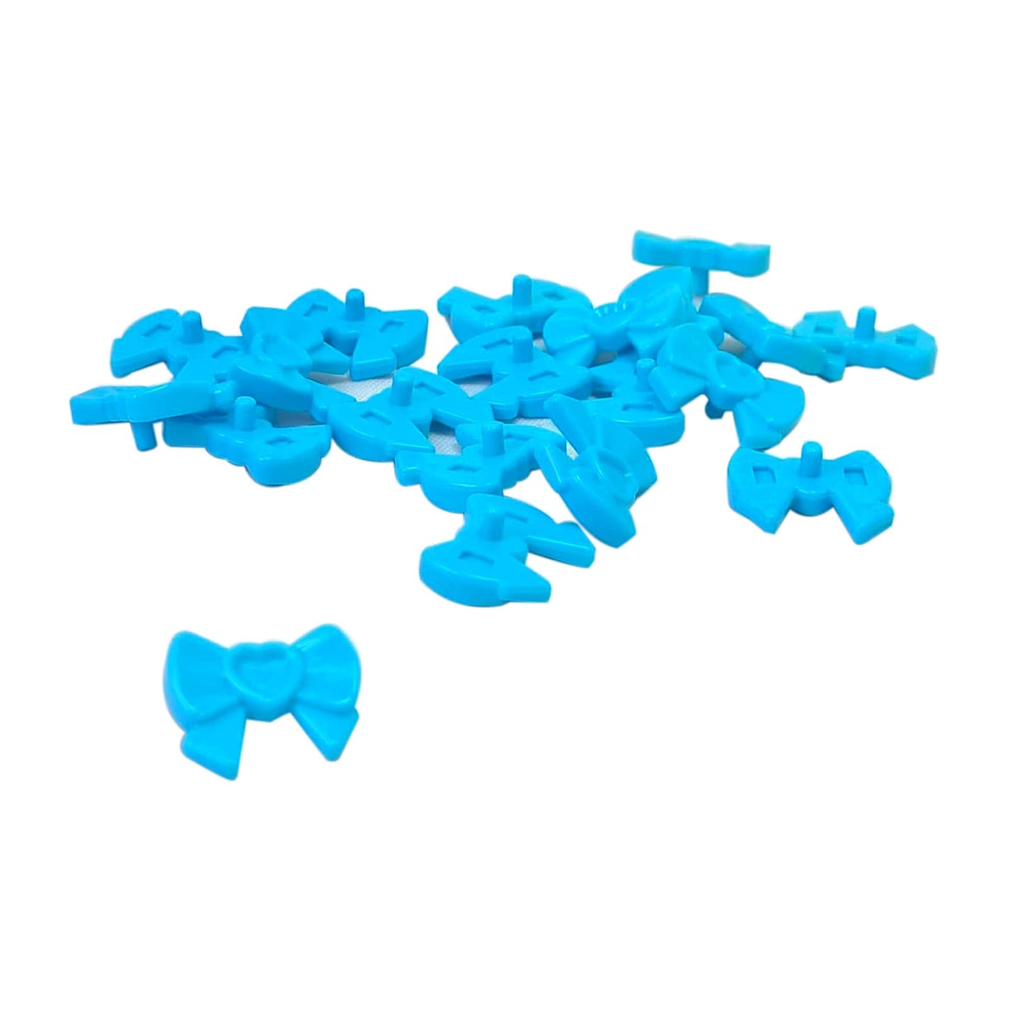 Friends Hair Decoration Bow with Heart, Long Ribbon, and Small Pin in medium azure – LEGO® part 11698, decorative accessory for mini-doll hairstyles
