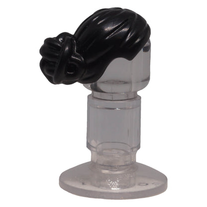LEGO 13251 black female minifigure hair with elaborate knot bun side view