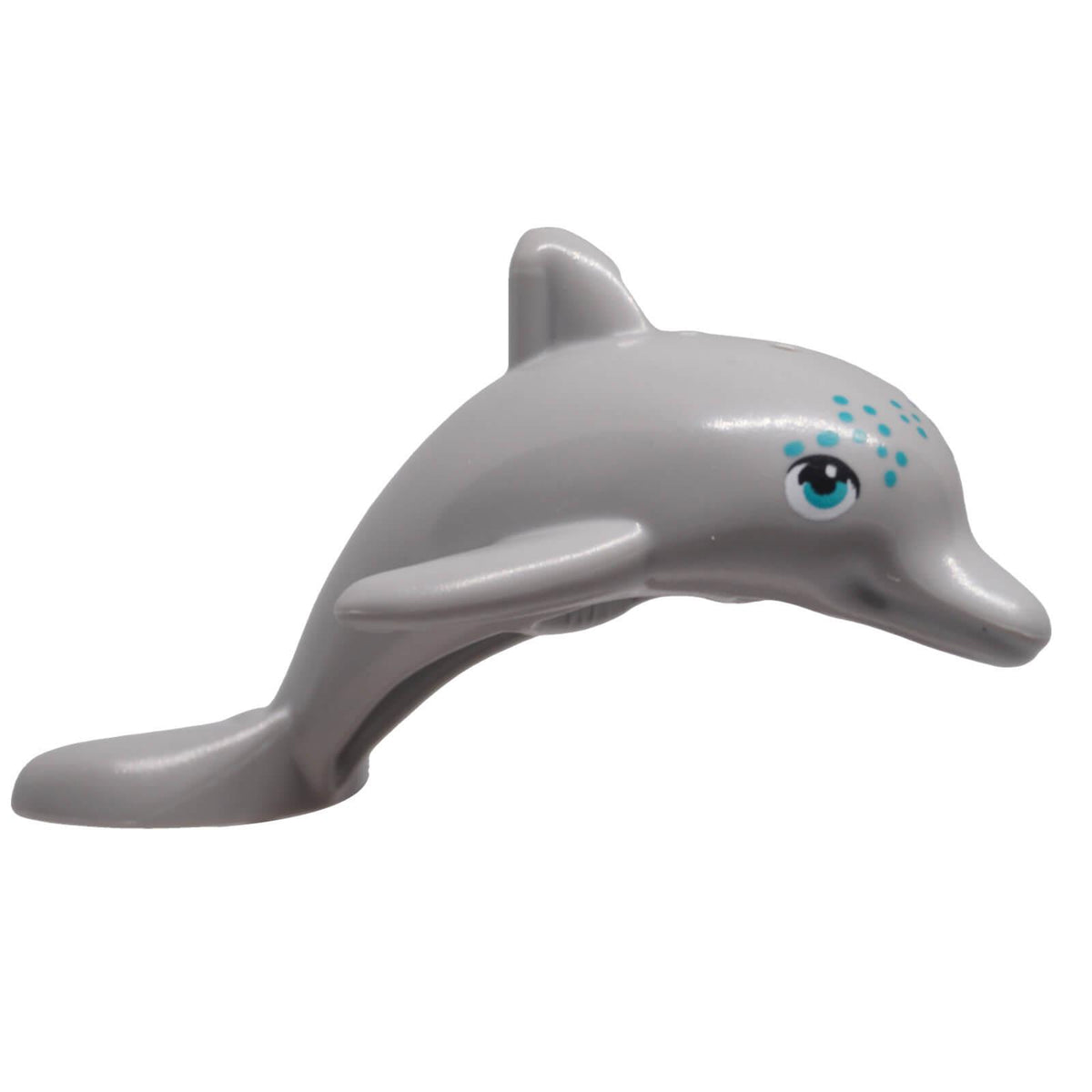 LEGO 13392pb06 grey jumping dolphin with dark turquoise eye and spots right side view