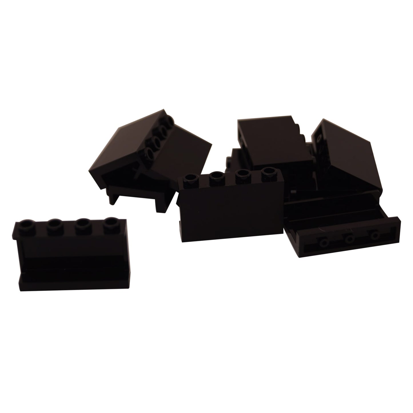 Panel 1 x 4 x 2 with Side Supports and Hollow Studs in black – LEGO® part 14718, structural wall panel used for enclosure and detailing
