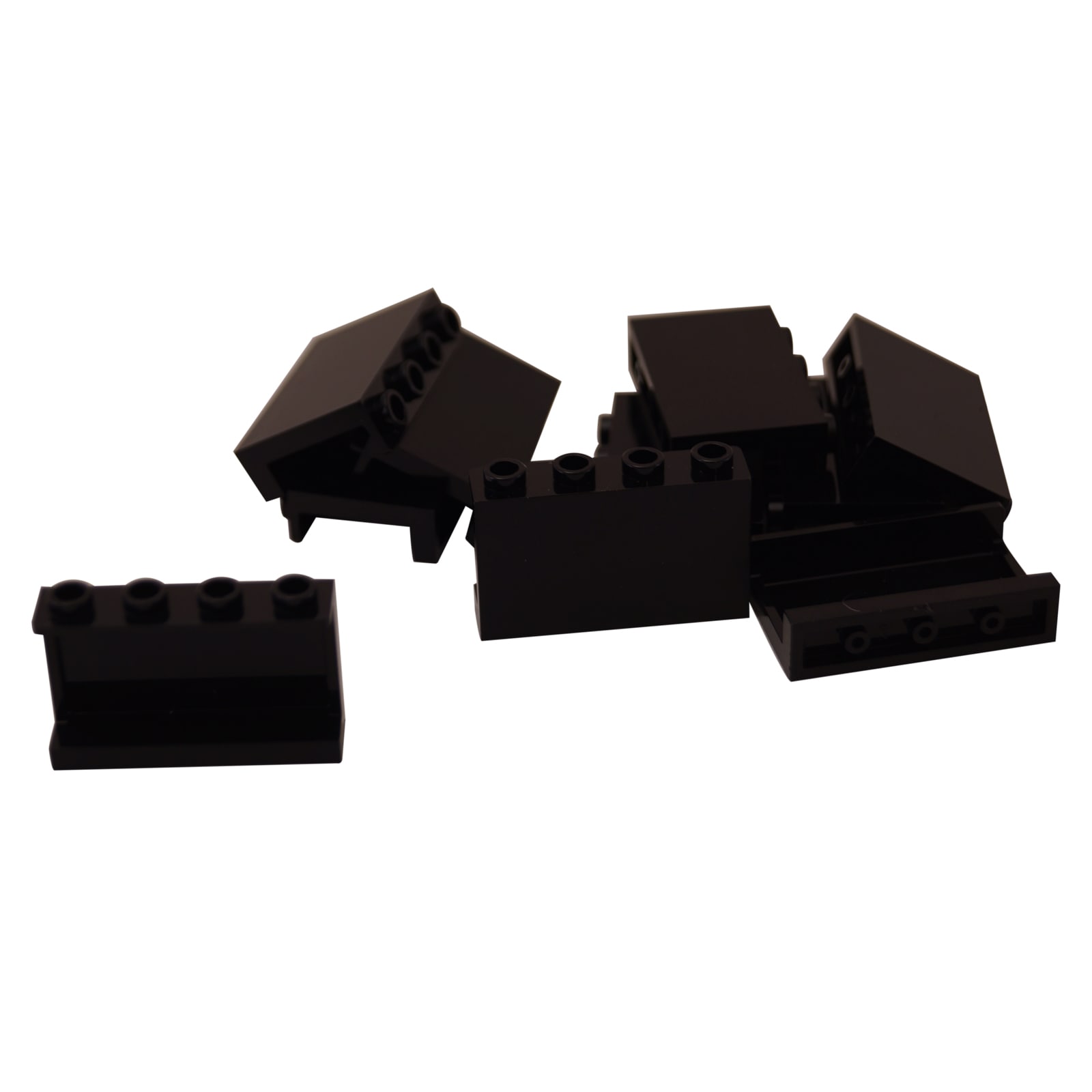 Panel 1 x 4 x 2 with Side Supports and Hollow Studs in black – LEGO® part 14718, structural wall panel used for enclosure and detailing
