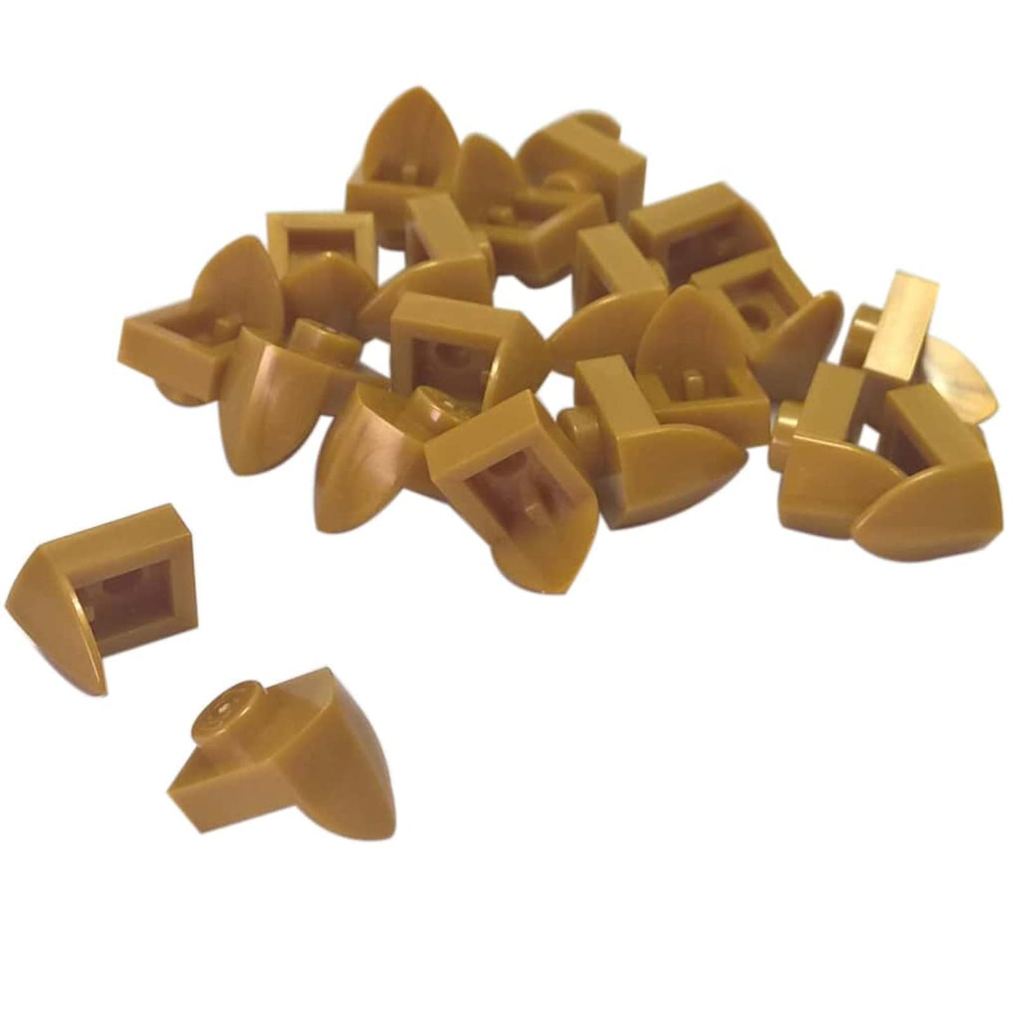 Plate Modified 1 x 1 with Tooth Vertical in peral gold – LEGO® part 15070, small tooth element used for detailing and texture
