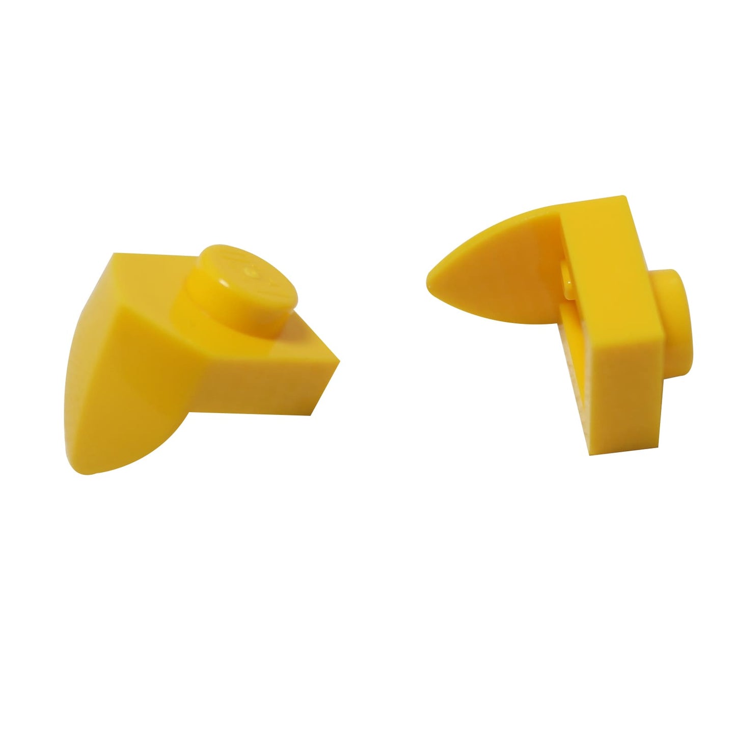 Plate Modified 1 x 1 with Tooth Vertical in yellow– LEGO® part 15070, small tooth element used for detailing and texture
