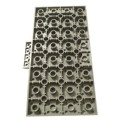 Brick Modified 8 x 16 x 2/3 with 1 x 4 Indentations and 1 x 4 Plate in light bluish gray – LEGO® part 18922, large structural panel used for bases and support. Back view.

