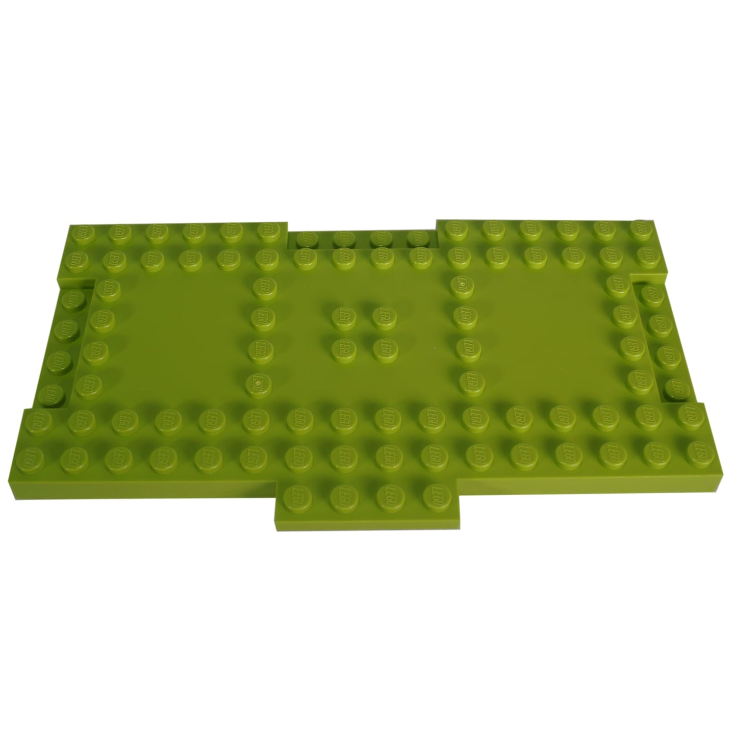 Brick Modified 8 x 16 x 2/3 with 1 x 4 Indentations and 1 x 4 Plate in lime – LEGO® part 18922, large structural panel used for bases and support
