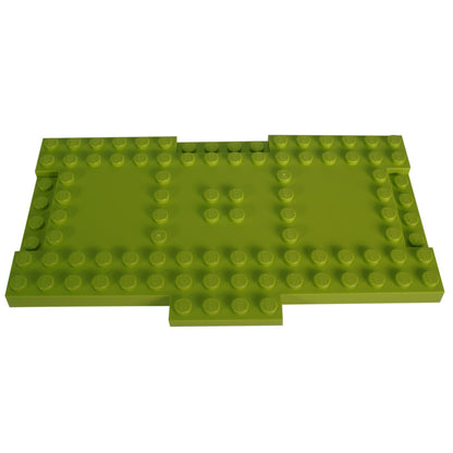 Brick Modified 8 x 16 x 2/3 with 1 x 4 Indentations and 1 x 4 Plate in lime – LEGO® part 18922, large structural panel used for bases and support
