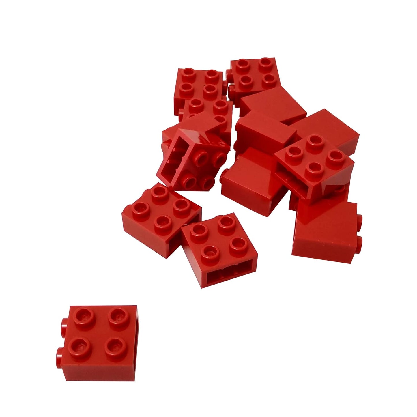 Ladrillo Modificado 1 x 2 x 1 2/3 con Studs en el Lado en rojo – LEGO® parte 22885, elemento SNOT utilizado para construcción lateral
