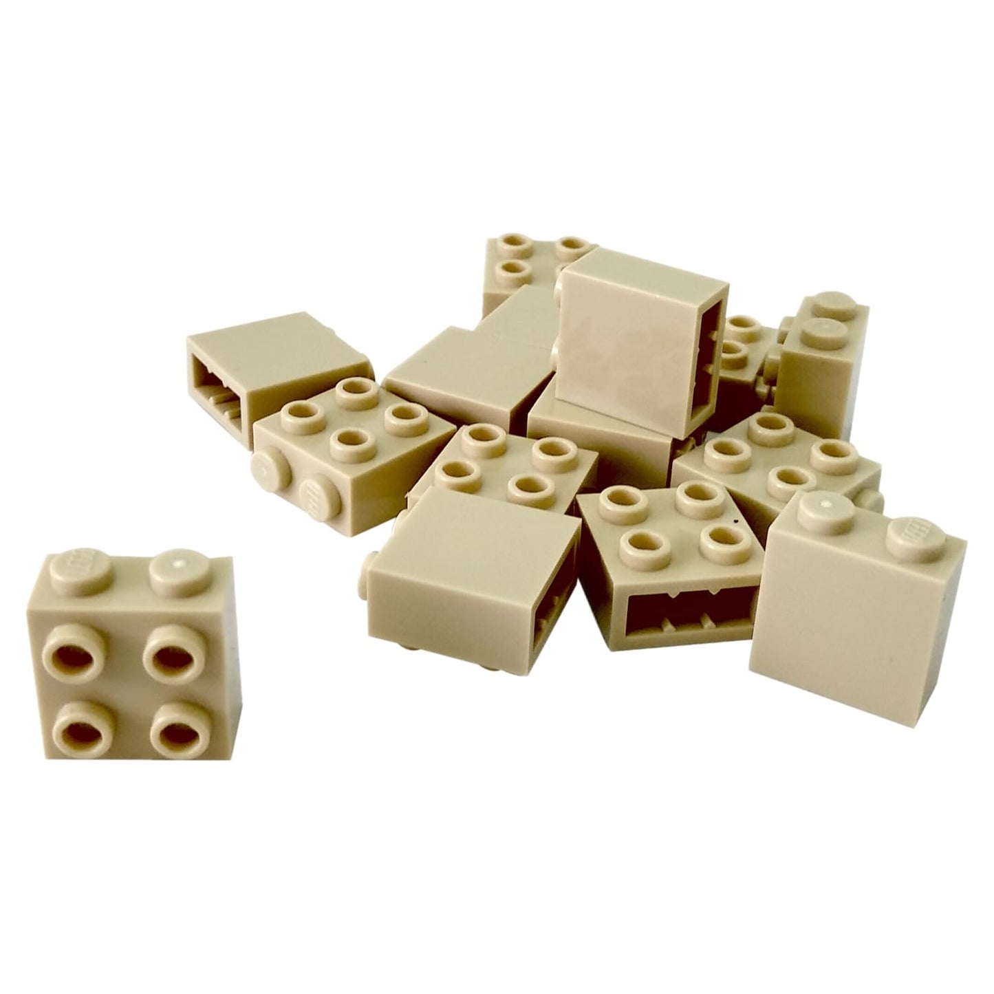 Ladrillo Modificado 1 x 2 x 1 2/3 con Studs en el Lado en beige – LEGO® parte 22885, elemento SNOT utilizado para construcción lateral
