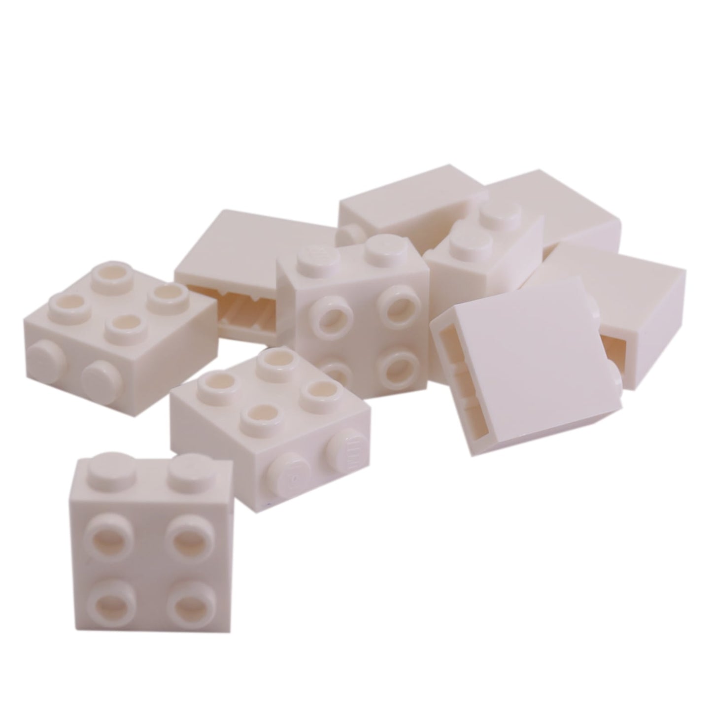 Ladrillo Modificado 1 x 2 x 1 2/3 con Studs en el Lado en blanco – LEGO® parte 22885, elemento SNOT utilizado para construcción lateral
