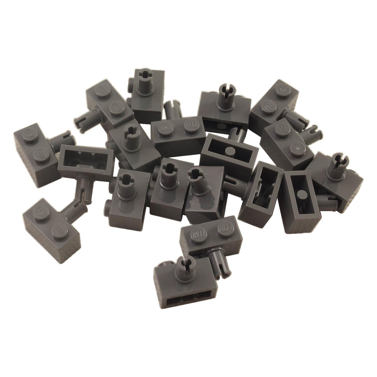 LEGO® 2458 Modified Brick 1 x 2 with Pin in Dark Bluish Gray – side pin connector building piece