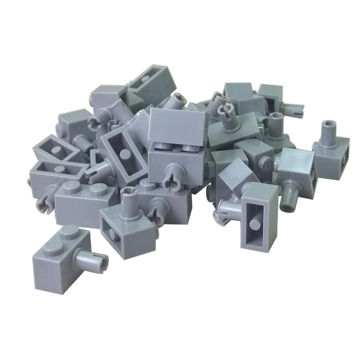 LEGO® 2458 Modified Brick 1 x 2 with Pin in Light Bluish Gray – side pin connector building piece