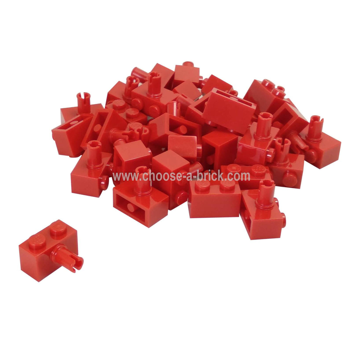 LEGO® 2458 Modified Brick 1 x 2 with Pin in Red – side pin connector building piece