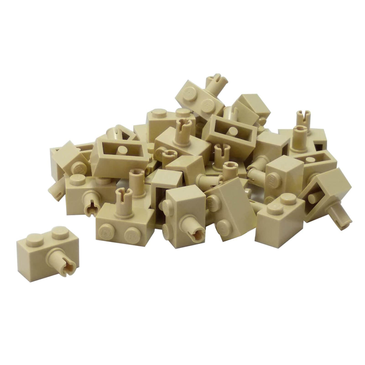LEGO® 2458 Modified Brick 1 x 2 with Pin in Tan – side pin connector building piece