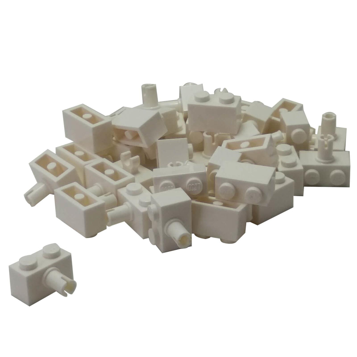 LEGO® 2458 Modified Brick 1 x 2 with Pin in White – side pin connector building piece