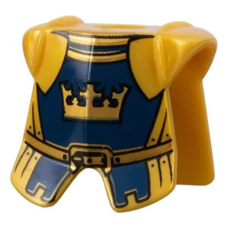 Plastron LEGO avec motif couronne, doré et bleu, vue de face