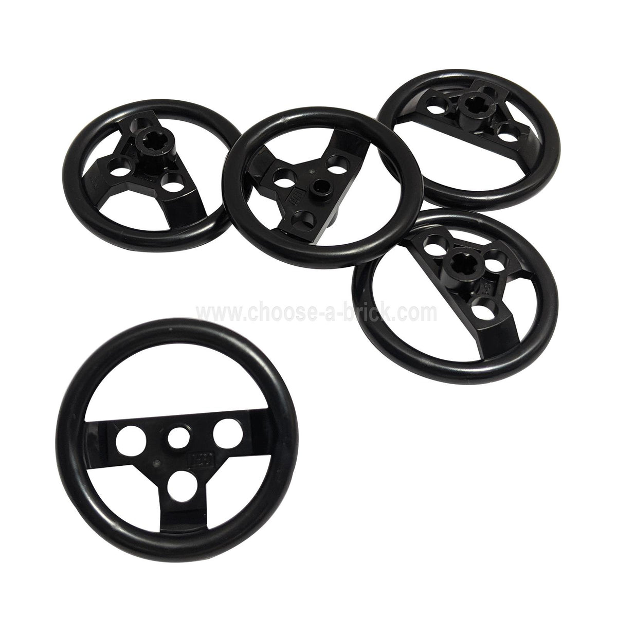 LEGO® Technic Large Steering Wheel 2741 in Black with three-spoke design and central mounting hole in black