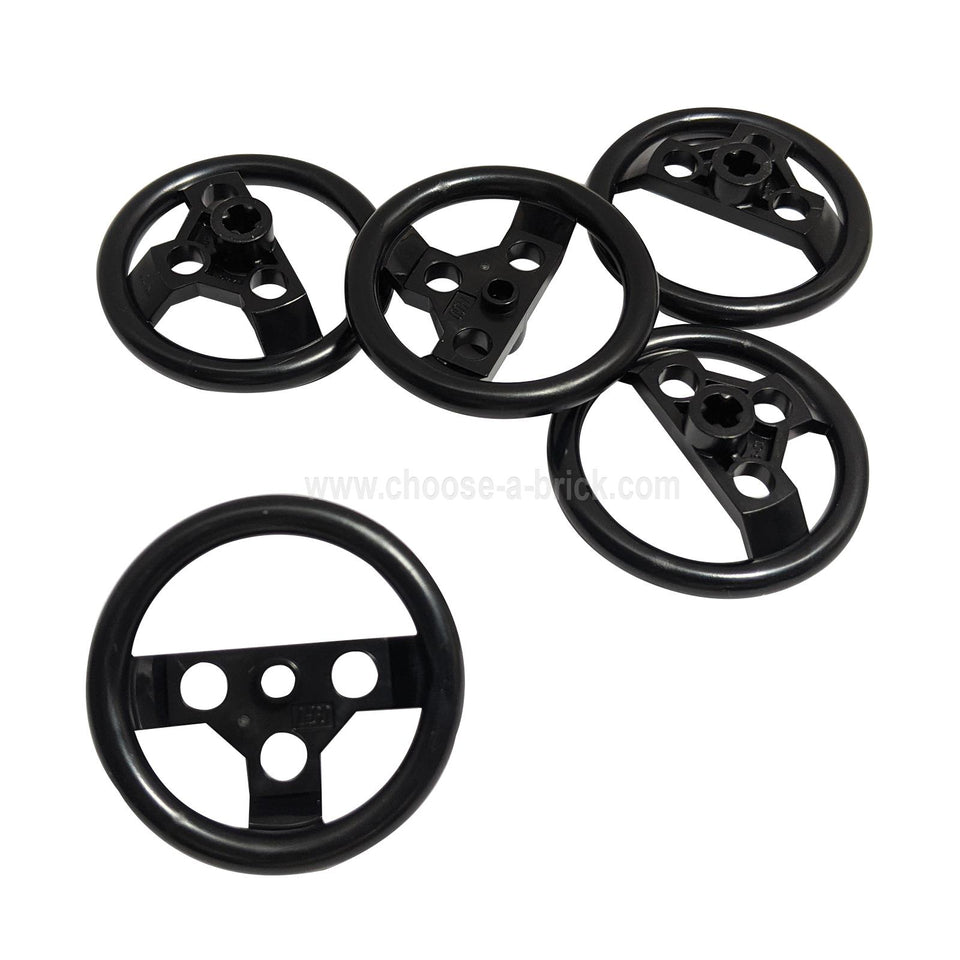 LEGO® Technic Large Steering Wheel 2741 in Black with three-spoke design and central mounting hole in black