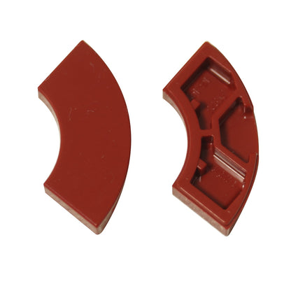 Tile Round Corner 2 x 2 Macaroni in dark red – LEGO® part 27925, curved tile used for smooth rounded edges and shaping
