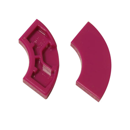 Tile Round Corner 2 x 2 Macaroni in magenta – LEGO® part 27925, curved tile used for smooth rounded edges and shaping
