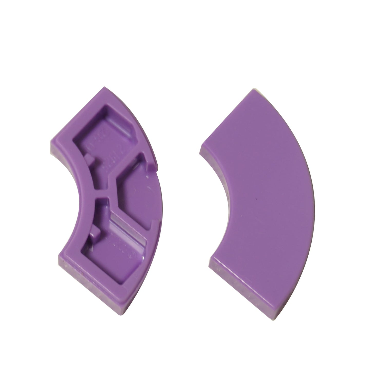 Tile Round Corner 2 x 2 Macaroni in medium lavender – LEGO® part 27925, curved tile used for smooth rounded edges and shaping
