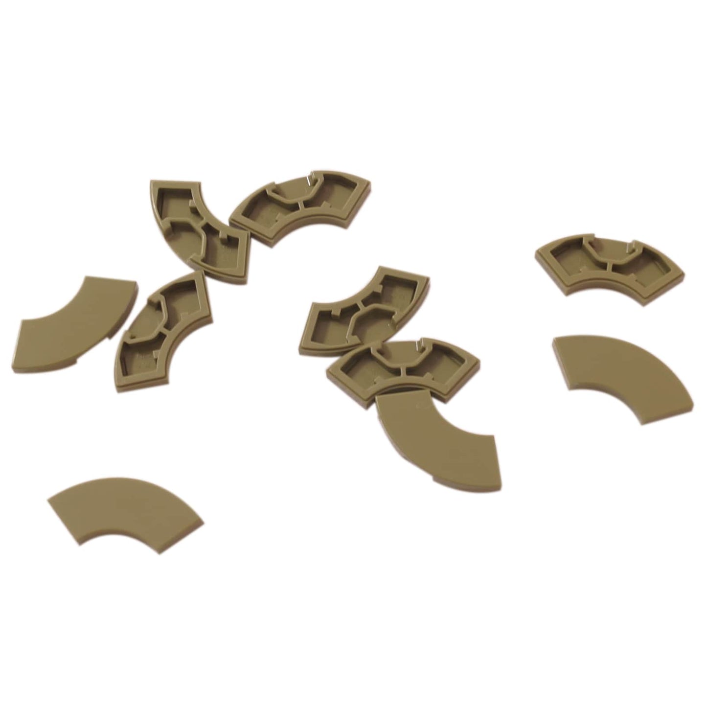 Tile Round Corner 2 x 2 Macaroni in olive green – LEGO® part 27925, curved tile used for smooth rounded edges and shaping
