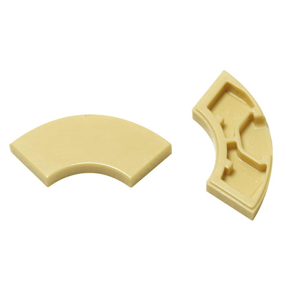 Tile Round Corner 2 x 2 Macaroni in tan – LEGO® part 27925, curved tile used for smooth rounded edges and shaping
