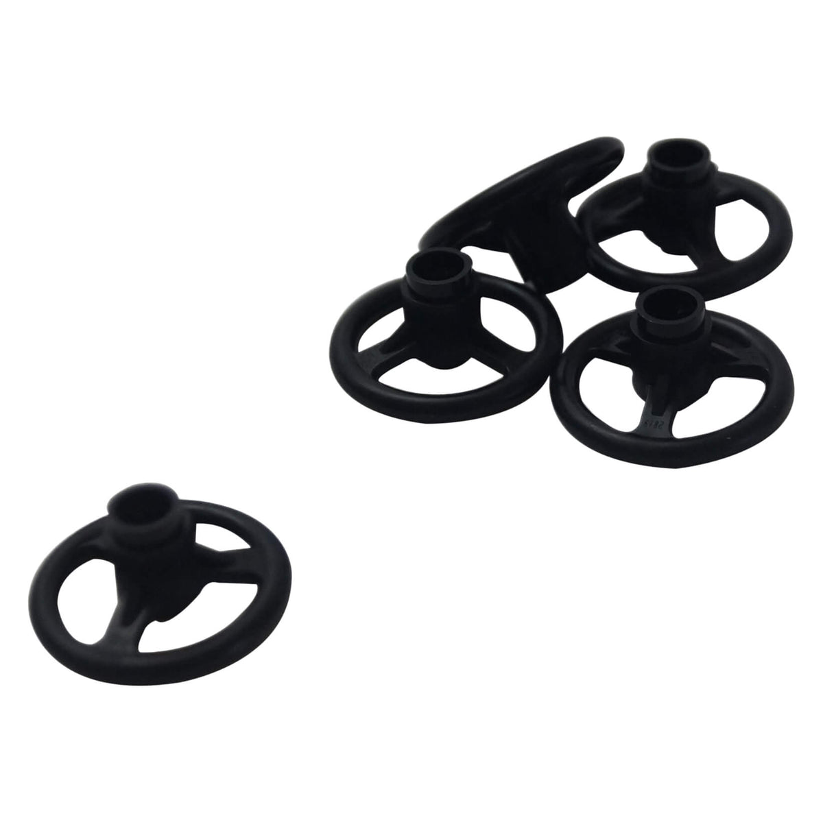 5 black LEGO® Technic Small Steering Wheels 2819 with three-spoke design and 3-stud diameter