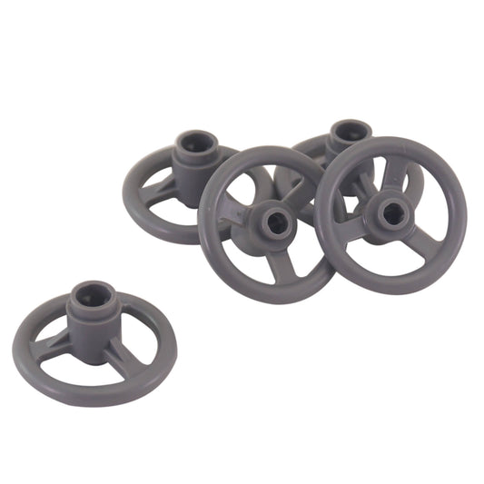 5 dark bluish gray LEGO® Technic Small Steering Wheels 2819 with three-spoke design and 3-stud diameter