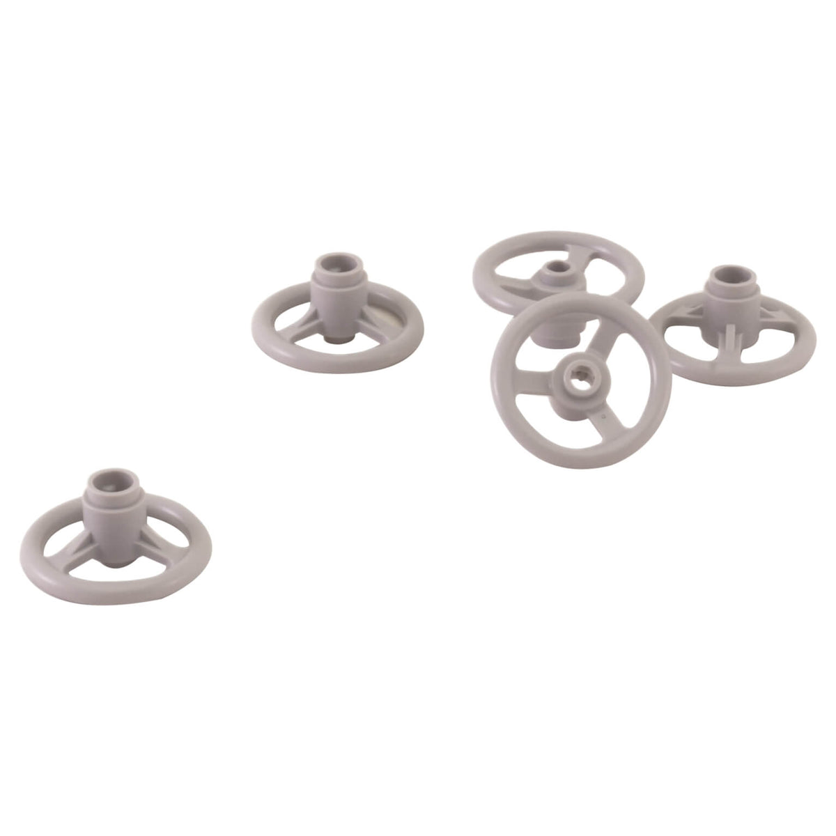 5 light bluish gray LEGO® Technic Small Steering Wheels 2819 with three-spoke design and 3-stud diameter