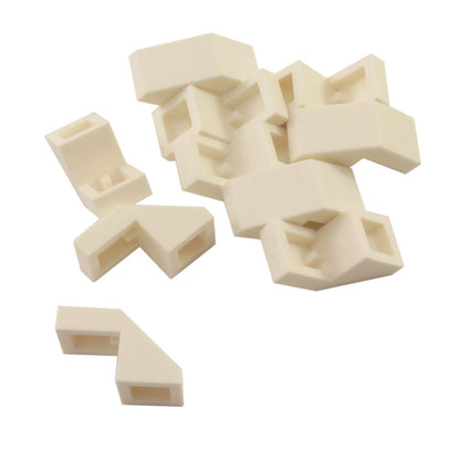 Slope 45 2 x 1 with Cutout without Stud in white – LEGO® part 28192, angled slope piece used for smooth detailing
