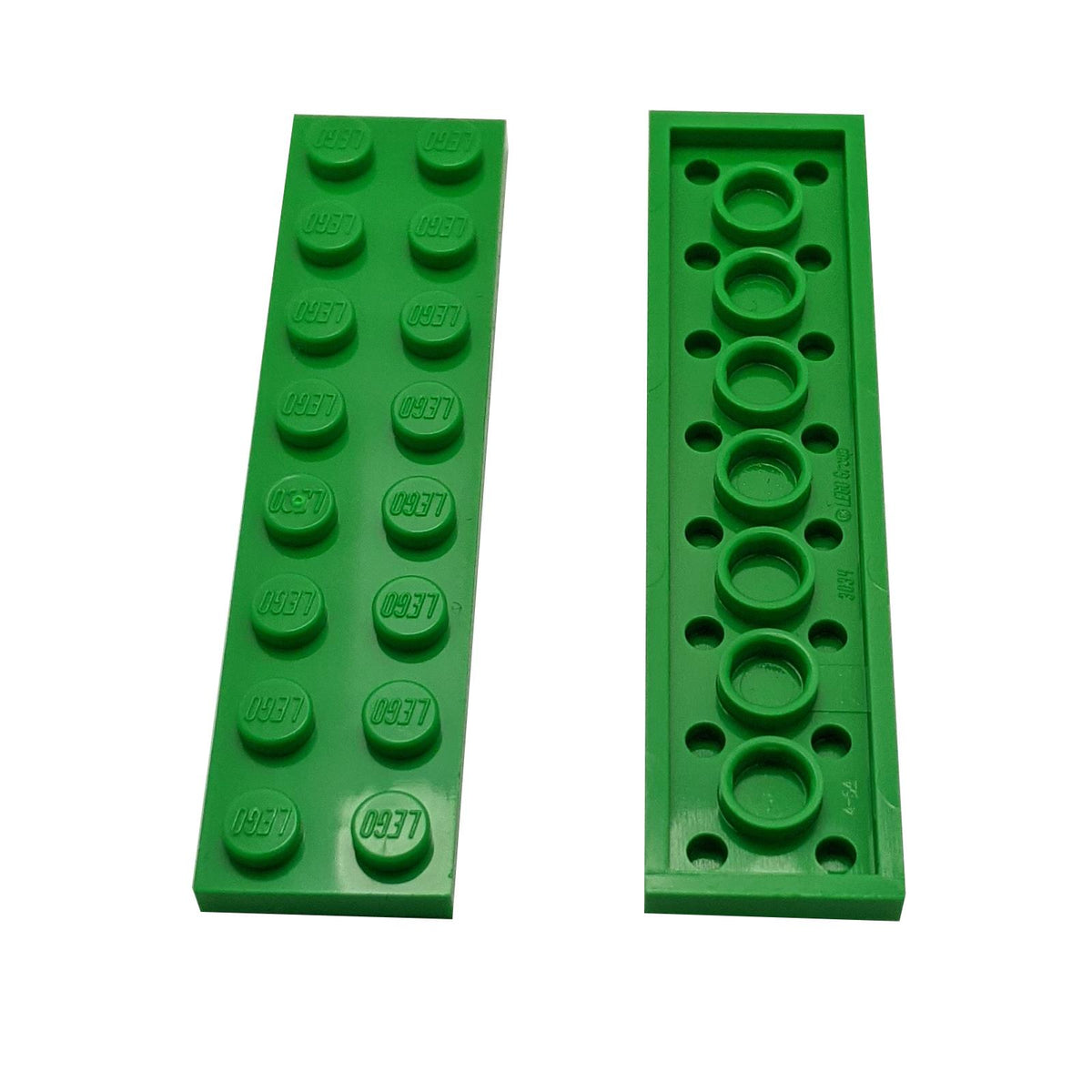 Green Plate 2 x 8 (3034) top and underside