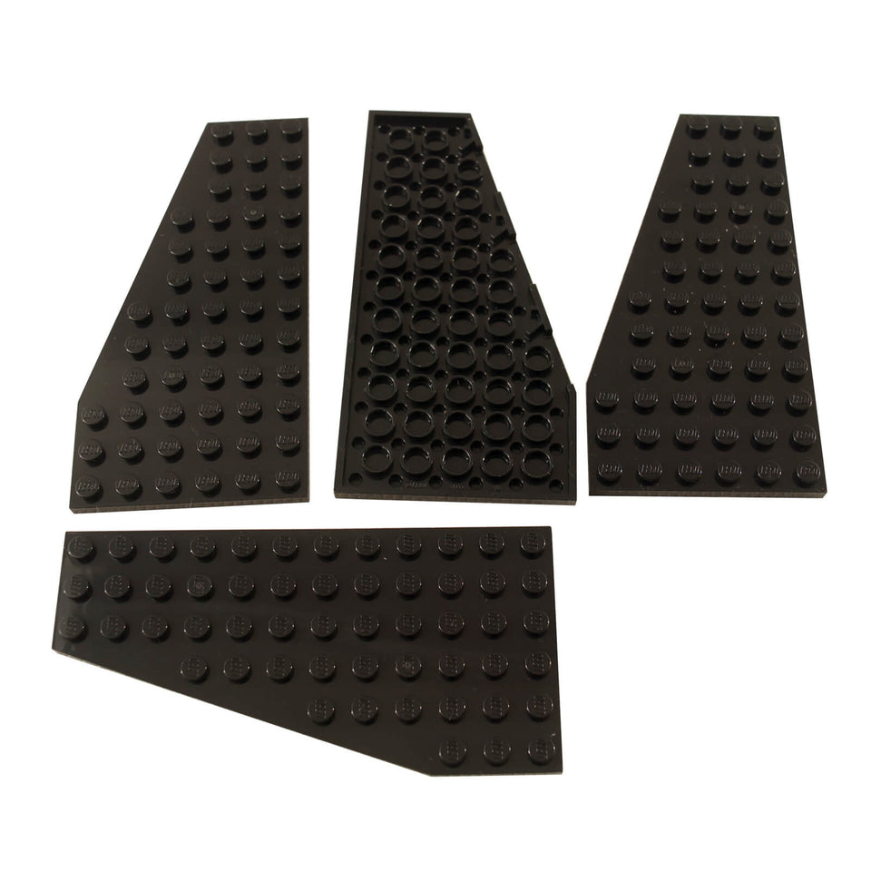 LEGO® Part 30355 Wedge Plate 12 x 6 Left in black, large flat studded plate with a tapered angled edge in black