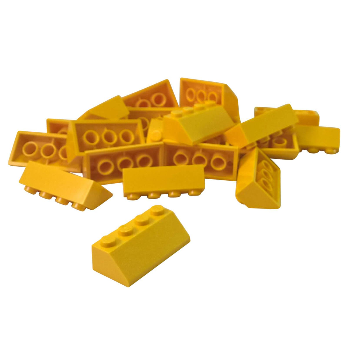 LEGO® 3037 Slope 45 2 x 4 in Yellow, 20-piece lot with sloped faces, visible studs and underside connections
