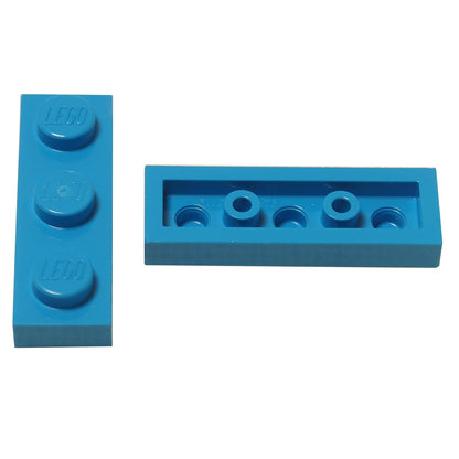 Plate 1 x 3 in dark azure– LEGO® part 3623, classic 3-stud plate used for structural support and detailing.
