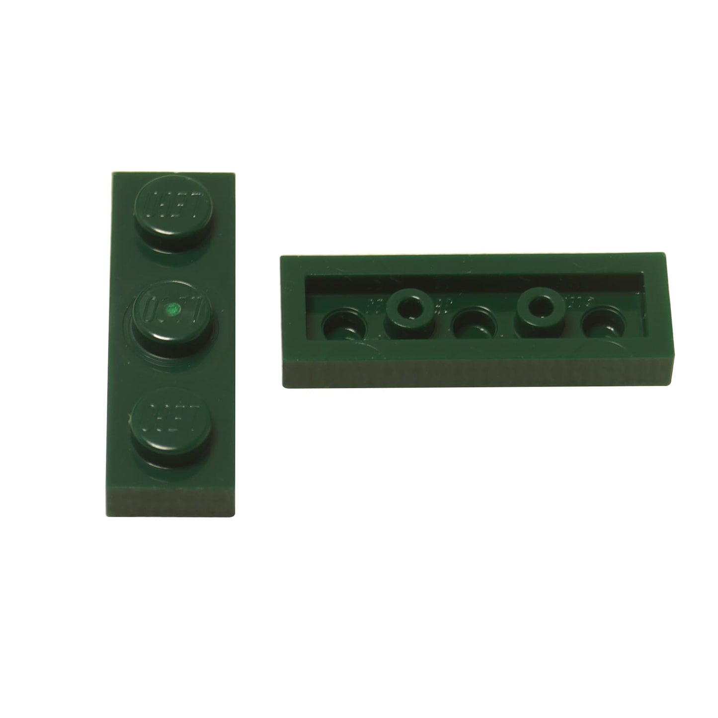 Plate 1 x 3 in dark green– LEGO® part 3623, classic 3-stud plate used for structural support and detailing
