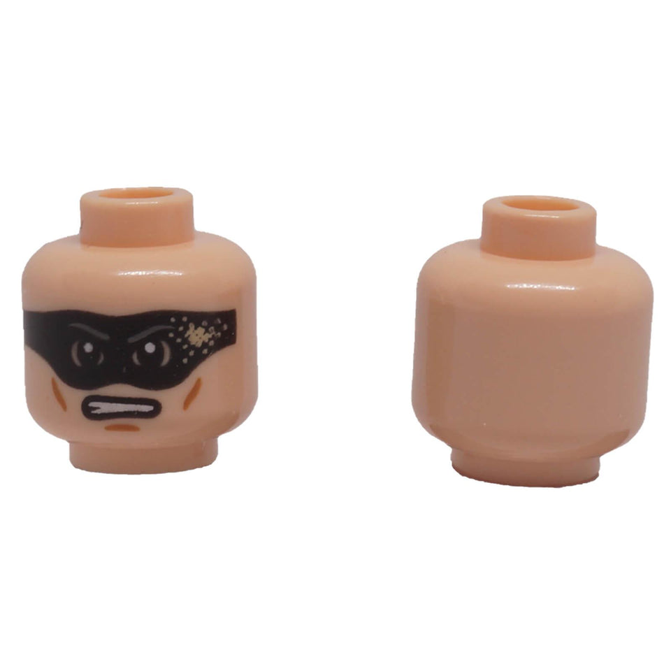 LEGO® 3626pb0962 Minifigure Head with Black Eye Mask and Angry Scowl - Light Nougat