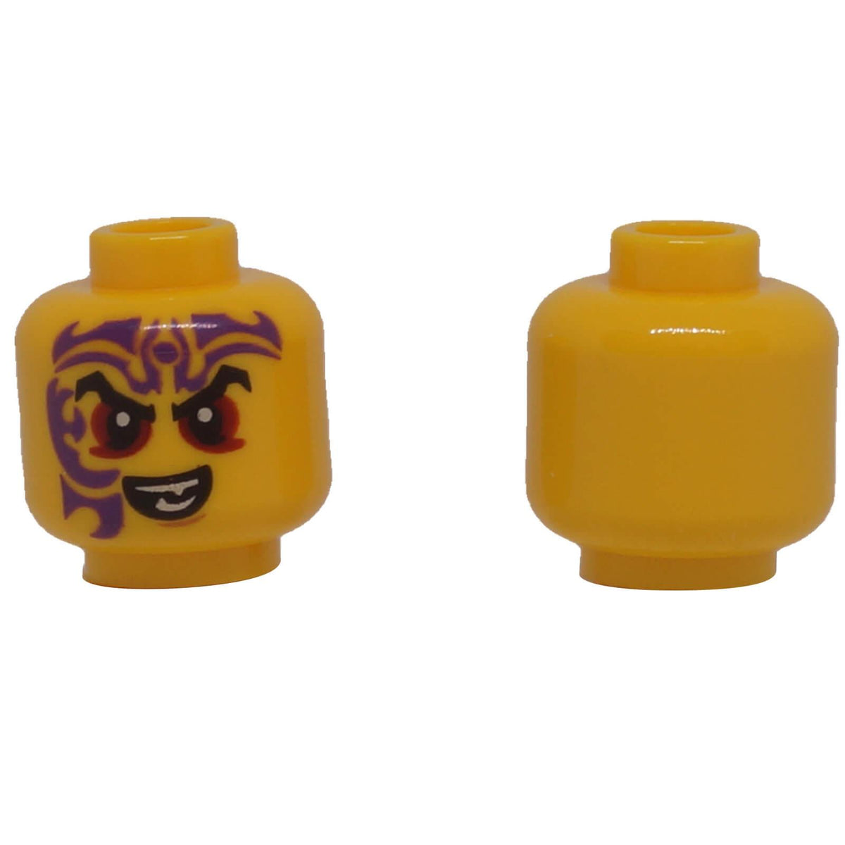 LEGO® 3626pb1294 Minifigure Head with Dark Purple Tattoo, Dark Red Eyes and Evil Smile - Yellow