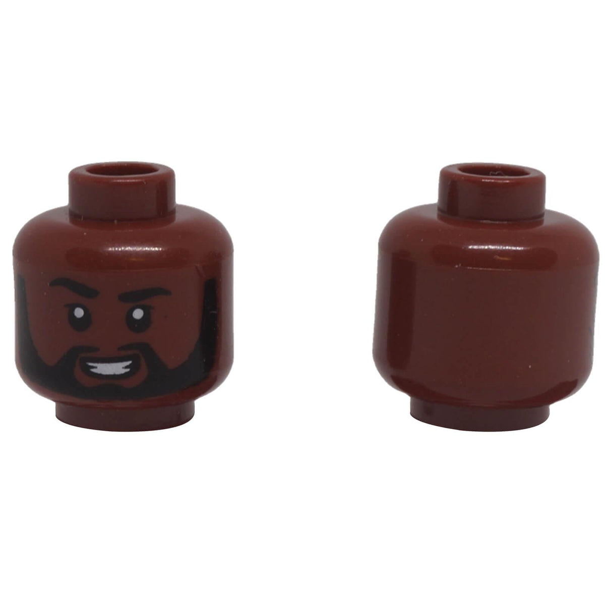 LEGO® 3626pb2858 Male Minifigure Head with Black Beard and Smile - Reddish Brown